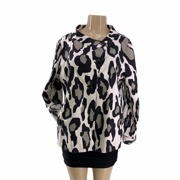 Sandro Animal Print White Grey and Black Jacket Size L - Picture 1 of 7